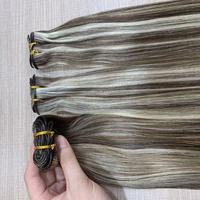 Extensions de Cheveux Vietnamiens Lisses Double Drawn avec Mèches, 100% Cheveux Bruts Alignés dans le Sens de la Cuticule