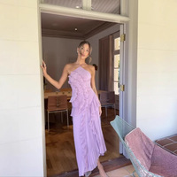 Robe plissée en mousseline de soie pour femme, style A-line, dos nu, à volants, nouvelle collection été 2026, tendance et sexy, vente en gros pour boutiques