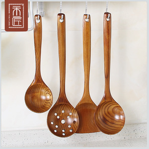 Wooden Spoon <b>Set</b> 4 Pcs Heavy Duty Kitchen Cooking Utensils For Soup Rice Porridge Serving - Product Image 1
