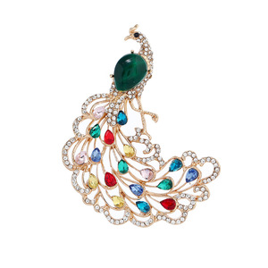 Mới Sáng Tạo Đầy Màu Sắc Rhinestone Con Công Trâm Cài Cho Phụ Nữ Retro Thanh Lịch Chim Động Vật Quần Áo Trâm Pins Đảng Đồ Trang Sức Quà Tặng - Product Image 6