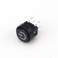 Interrupteurs à bouton-poussoir LED lumineux à tête plate momentanée, étanches IP65 en acier inoxydable, 6*6*8.5mm, 5 broches, 12V, avec terminal à trou tactile