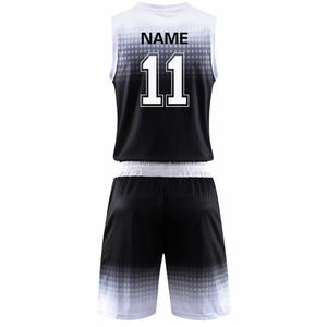 Custom Summer Printed Black <b>White</b> Gradient Basketball Uniform Set Sleeveless <b>Jersey</b> and <b>Shorts</b> with Name Number Team - Product Image 3