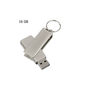 Unidad Flash USB de 16 GB con Diseño Giratorio Metálico, Dispositivo de Almacenamiento con Llavero - Product Image 1
