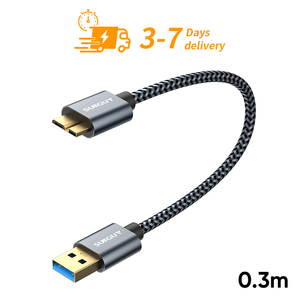 พร้อมจัดส่ง SUNGUY สายดาต้า USB 0.3 ม. สายชาร์จเร็วแบบยืดหยุ่น วัสดุถักแบบสายถัก สายชาร์จ - Product Image 1