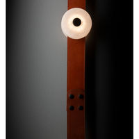Lampe murale de chevet de luxe nordique en cuir châtaigne avec abat-jour en albâtre pour chambre à coucher