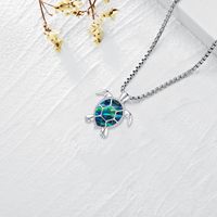 925 Sterling Silver Sea Turtle Abalone Shell Ocean Blue Opal Pendentif Collier Hawaiian Beach Caribbean Jewelry