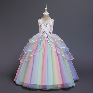 Vestido de <span class=keywords><strong>Unicornio</strong></span> <span class=keywords><strong>para</strong></span> <span class=keywords><strong>Niñas</strong></span> |   Vestido Largo de Satén con Malla <span class=keywords><strong>para</strong></span> Niña, <span class=keywords><strong>para</strong></span> Fiestas |   ODM Personalizado al por Mayor - Product Image 6
