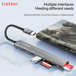 ฮับ USB-C รุ่นใหม่ Earldom 5-IN-1 พร้อมพอร์ต usb-c 2 พอร์ต พอร์ต usb3.0 1 พอร์ต รองรับการ์ด SD และการ์ด TF รุ่น HUB21 - Product Image 5