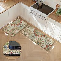 CR Kitchen Rugs Sets 2 Modern PVC Washable Reversible Kitchen Mats Non-Slip Cushioned Geometric Pattern Pet Friendly
