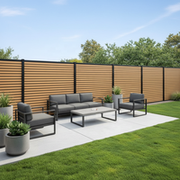 Panneau de clôture en WPC avec cadre en aluminium gaufré imperméable, clôture décorative pour jardin, mur de jardin, clôture d'intimité de 6 pieds avec modélisation 3D