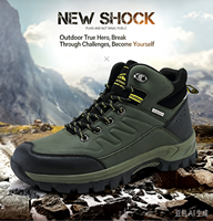 Bottes de randonnée mi-montantes vert armée pour hommes, en cuir et maille, avec embout en caoutchouc, pour usage extérieur, vente en gros