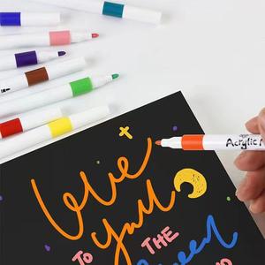 Nuevos Marcadores de Pintura Acrílica a Base de Agua de 12 Colores, Punta Mediana, para Vidrio, Piedra y Bolsas - Product Image 4