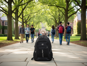 Zaino da Uomo in Tessuto Composito 15 Pollici con Chiusura a Cerniera, Tracolla Arcuata, Colore Solido, Stile Minimalista, per Studenti - Product Image 2