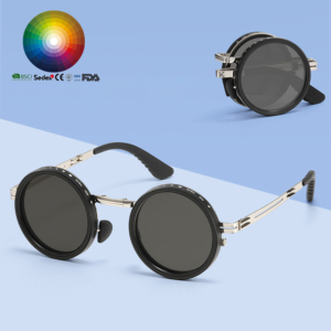 Gafas de Sol de Alta Calidad con Tinte <span class=keywords><strong>Ajustable</strong></span> de 1-9 Niveles Estilo Steampunk Retro con <span class=keywords><strong>Lentes</strong></span> Polarizados de Filtro ND de Metal y Armazón Completo Cómodo con Protección UV - Product Image 1