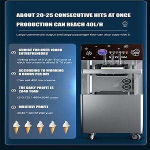 Machine à crème glacée italienne commerciale crème glacée molle faisant la machine trois saveurs neige fabricant de crème glacée Machine à servir molle - Product Image 6