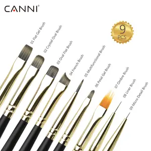 CANNI Brush black Handle Design Gel Polonês Pintura Desenho Acrílico Gel Nail Brushes For Nails Art Manicure Tool