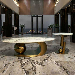 Hiện đại <span class=keywords><strong>Glossy</strong></span> đá Top Vàng Bàn cà phê với trang trí bảng phụ cho phòng khách nhà bar phòng ngủ căn hộ khách sạn nhập - Product Image 6