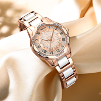 Montre pour femme Nibosi 2695, nouvelle montre de luxe à quartz, diamants, or rose, céramique, acier, étanche, aiguilles lumineuses, montres-bracelets pour femmes