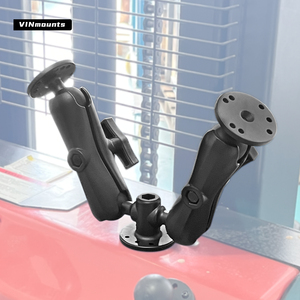 VINmounts 1.5 Inch Double Ball Adapter with Round Base AMPS Standard Holes Marine-grade Aluminum <b>Bracket</b> for Mounting 2 Devices - Product Image 5