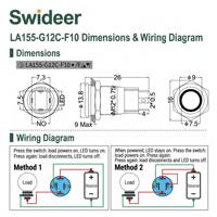Interrupteur à bouton-poussoir en métal Sweideer 12 mm 12V 24V 110V 220V IP65 en acier inoxydable avec LED CE RoHS pour panneau de commande industriel