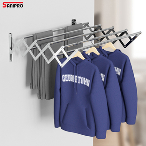 SANIPRO, venta al por mayor, toallero de baño plegable retráctil <span class=keywords><strong>para</strong></span> baño, colgador de <span class=keywords><strong>ropa</strong></span> montado <span class=keywords><strong>en</strong></span> la <span class=keywords><strong>pared</strong></span>, tendedero con 5 barras - Product Image 1