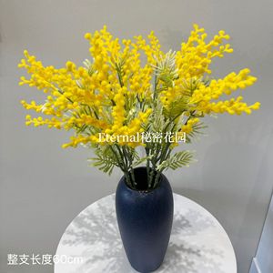Fleurs artificielles en soie jaunes Mimosa Secret Garden, décorations pour la maison, accessoires de mariage - Product Image 4