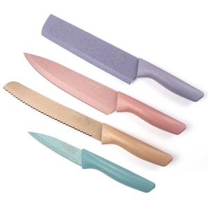 6pcs <b>Macaron</b> Color Wheat Straw Fruit Vegetable Knife Scissors Stainless Steel Kitchen Knife Set - Product Image 4