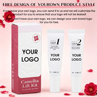 Kit de rehaussement de cils et de sourcils Camellia en gros sous marque privée, avec cystéamine et kératine 2-en-1, pour lifting des cils et lamination des sourcils, végétalien, format tube OEM