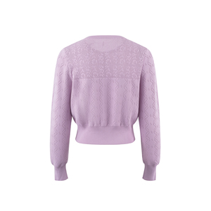 Cardigan en tricot pour femme personnalisé à faible MOQ <span class=keywords><strong>avec</strong></span> boutons en <span class=keywords><strong>perles</strong></span>, manches longues, col rond et détails ajourés - Product Image 3