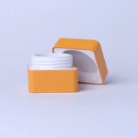 Pots cosmétiques carrés en plastique jaune avec couvercles à vis pour colle à ongles, gel UV, lotion et crème - Tailles 5g/10g/15g/30g/50g