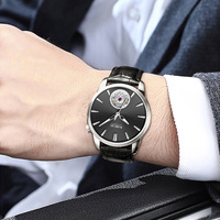Reloj automático Miyota 8215 de lujo para hombre, 40MM, con logotipo personalizado, reloj de pulsera mecánico de 5 ATM con correa de cuero genuino