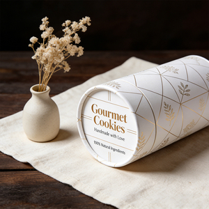 Gıda Sınıfı Özel Kağıt Tüp, İsteğe Bağlı Folyo Kaplama ile |   El Yapımı Kurabiyeler İçin Biyobozunur Ambalajlar - Product Image 1