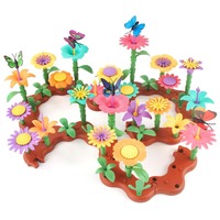 Vente chaude Creative Jouets Éducatifs Jardin Blocs De Construction DIY Construction Jouet Fleur pour Enfants Fleur Jardin Ensemble De Construction