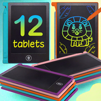 Lot de 12 mini-tablettes d'écriture LCD pour enfants – Tableau de dessin éducatif en plastique de 4,5 pouces – Outil de gribouillage parfait pour les cadeaux de fête