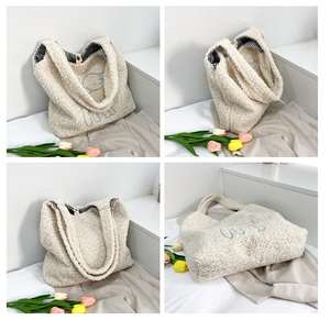 Bolsa de Felpa Personalizada de Alta Calidad 2026, Bolsa de Mano de Lona con Lana de Cordero, Logotipo Personalizado, Diseño Animal - Product Image 6