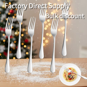 Set di 6 Forchette da Cena in Metallo <span class=keywords><strong>Argento</strong></span>, 8 Pollici, Acciaio Inossidabile con Finitura a Specchio, Lavabili in Lavastoviglie, per Uso Domestico e Ristorante - Product Image 2