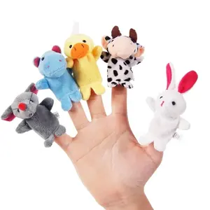 厂家低价搞笑生肖动物手指木偶可爱鸭兔手指木偶儿童玩具