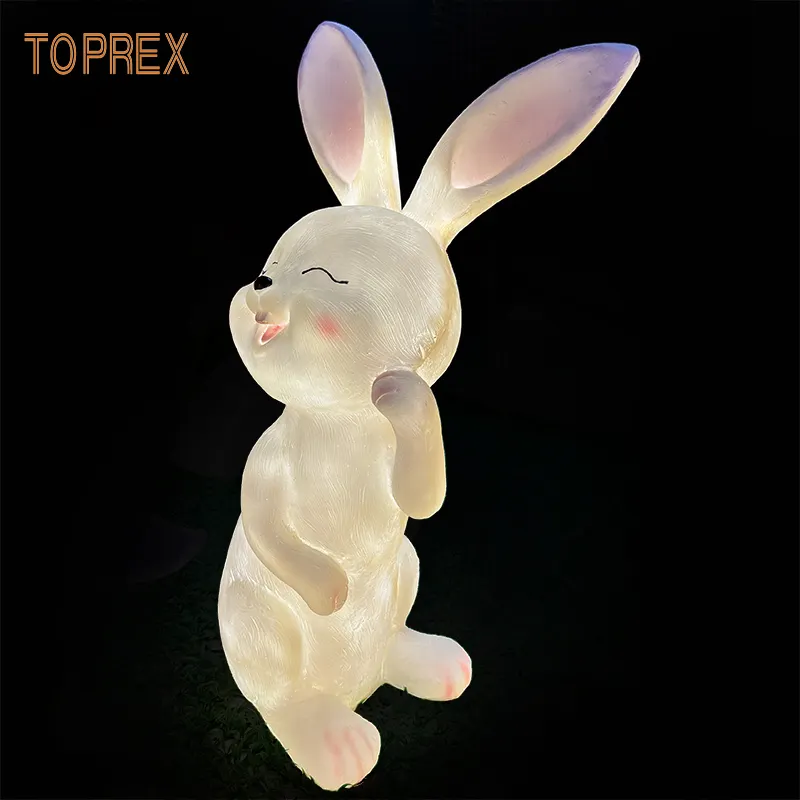 Resin Crafts 3D Rabbit Bunny Lights for Outdoor Home Decoration on Easter Day Graduation School