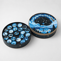 Coffret Cadeau Rond en Carton Personnalisé de Luxe avec Logo, Impression Constellation Premium pour Chocolats, Bonbons, Thé, Bijoux