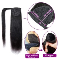 Queue de cheval cheveux humains enveloppant queue de cheval soyeuse droite Remy Extensions de cheveux 100% extensions de cheveux brésiliens couleur naturelle
