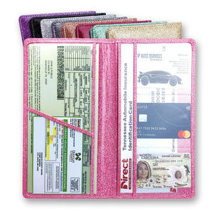 Organisateur de porte-<span class=keywords><strong>carte</strong></span> d'immatriculation et d'assurance de voiture à fermeture magnétique scintillante Bling pour document de véhicule, <span class=keywords><strong>carte</strong></span> d'identité, permis de conduire - Product Image 1