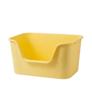 Plastic Large Size All In 1 Open Cat Litter Box Cat Litter Tray With Hign Side Pet Grooming Tools