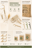 Fil dentaire compostable en PLA à base de maïs, saveur citron, pour un nettoyage en profondeur des dents, en sachet cadeau pour usage familial quotidien – Vente chaude ODM