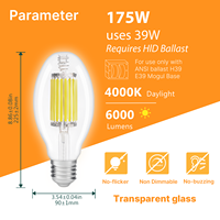 Ampoule à filament LED haute puissance 39W ED28/ED90 Culot E39 120V-277V 4000K Certifiée ETL 6000LM pour entrepôt et usage extérieur