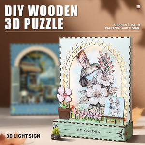 OCHOICE Drop Shipping MOQ=1 Kit de bricolage pour coin lecture de jardin avec lumière, modèle en bois, cadeau pour les amateurs de livres, puzzle 3D en bois - Product Image 2