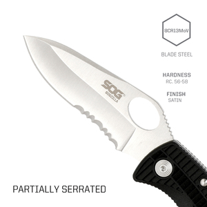 Coltello pieghevole <span class=keywords><strong>SOG</strong></span> SOGzilla SP02-CP - Lama parzialmente seghettata satinata e lucida da 3,25 pollici in 8Cr13MoV, manico GRN, chiusura a blocco - Product Image 4