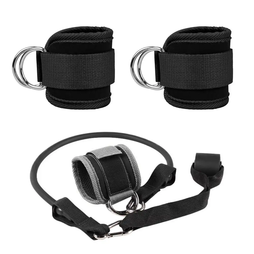 Fitness Power Pads Ankle Belt Strap Ankle Protector Doule D-Ring Adjustable Gym Ankle Support Strap