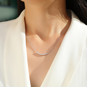 Collar <span class=keywords><strong>de</strong></span> Cadena <span class=keywords><strong>de</strong></span> <span class=keywords><strong>Plata</strong></span> Esterlina con Baño <span class=keywords><strong>de</strong></span> Platino y Eslabones Cubanos, con Colgante <span class=keywords><strong>de</strong></span> Moissanita y Dije <span class=keywords><strong>de</strong></span> Diamante, Diseño 100%REP, para Mujer - Product Image 6