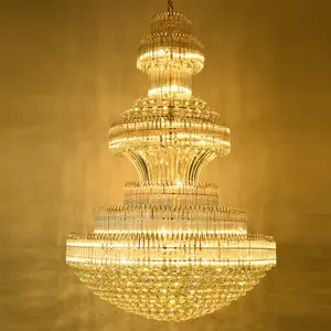 Lustre de cristal luxuoso moderno para hotel, novo produto personalizado de luxo, para lobby, escadas, luzes LED