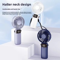 Nouveau mini ventilateur portable pliable à suspendre au cou ou à poser sur le bureau, diffuseur d'arômes, alimenté par USB, 2000-4000mAh, 5 vitesses, 15h d'autonomie